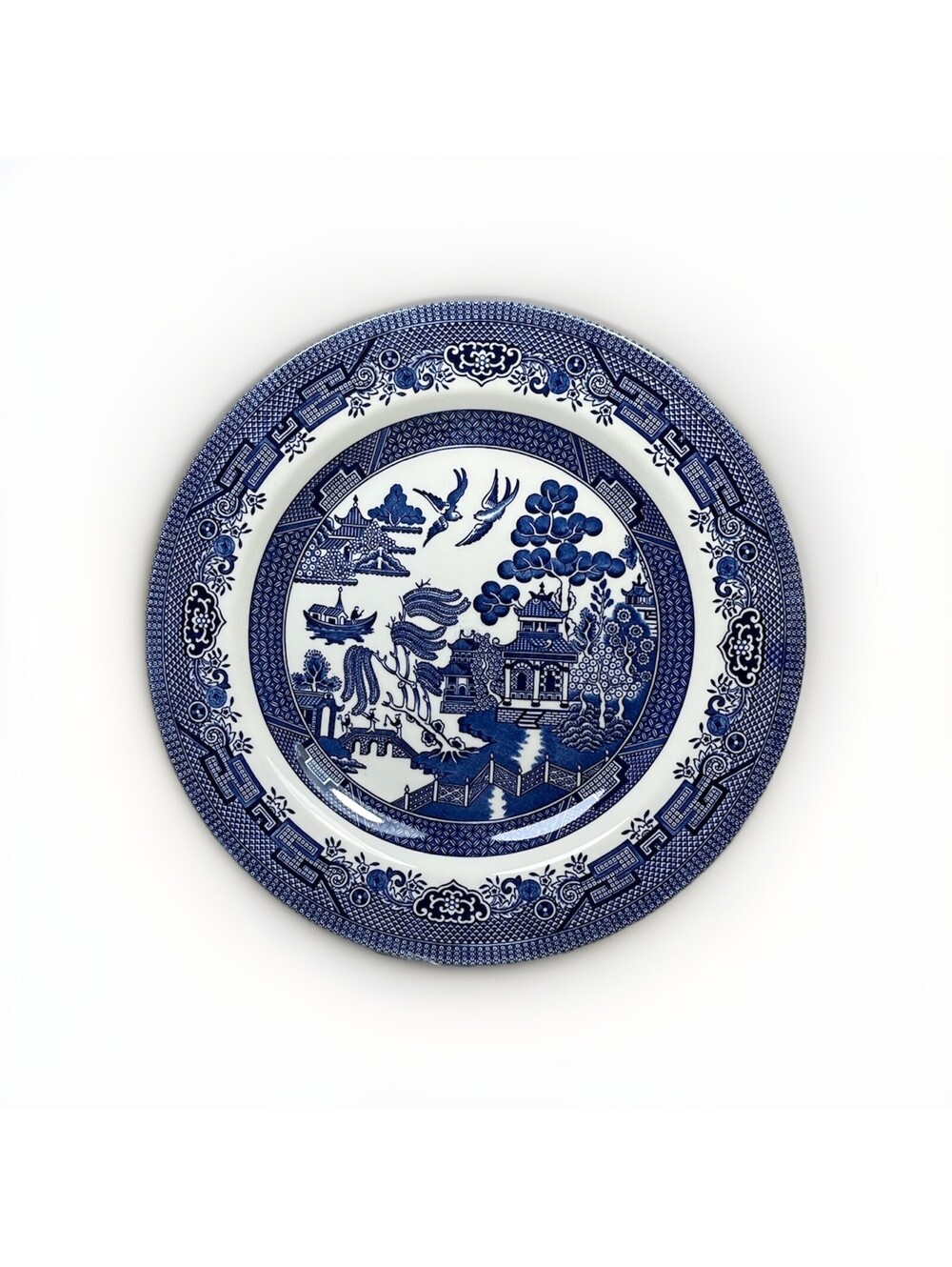 Blue Willow Churchill Ceramic Dinner Plate (Set of 2) Exc Cond *Classic Apx 10.5